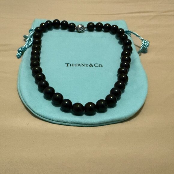 TIFFANY & CO. Onyx Bead Silver Collar Necklace - Picture 3 of 13